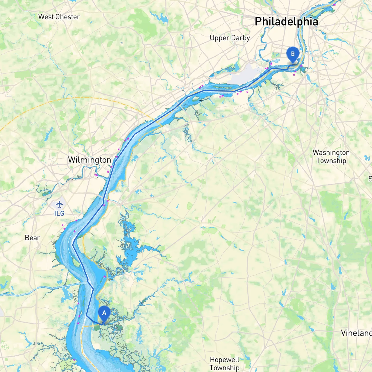 Lower Alloways Creek Township to Philadelphia