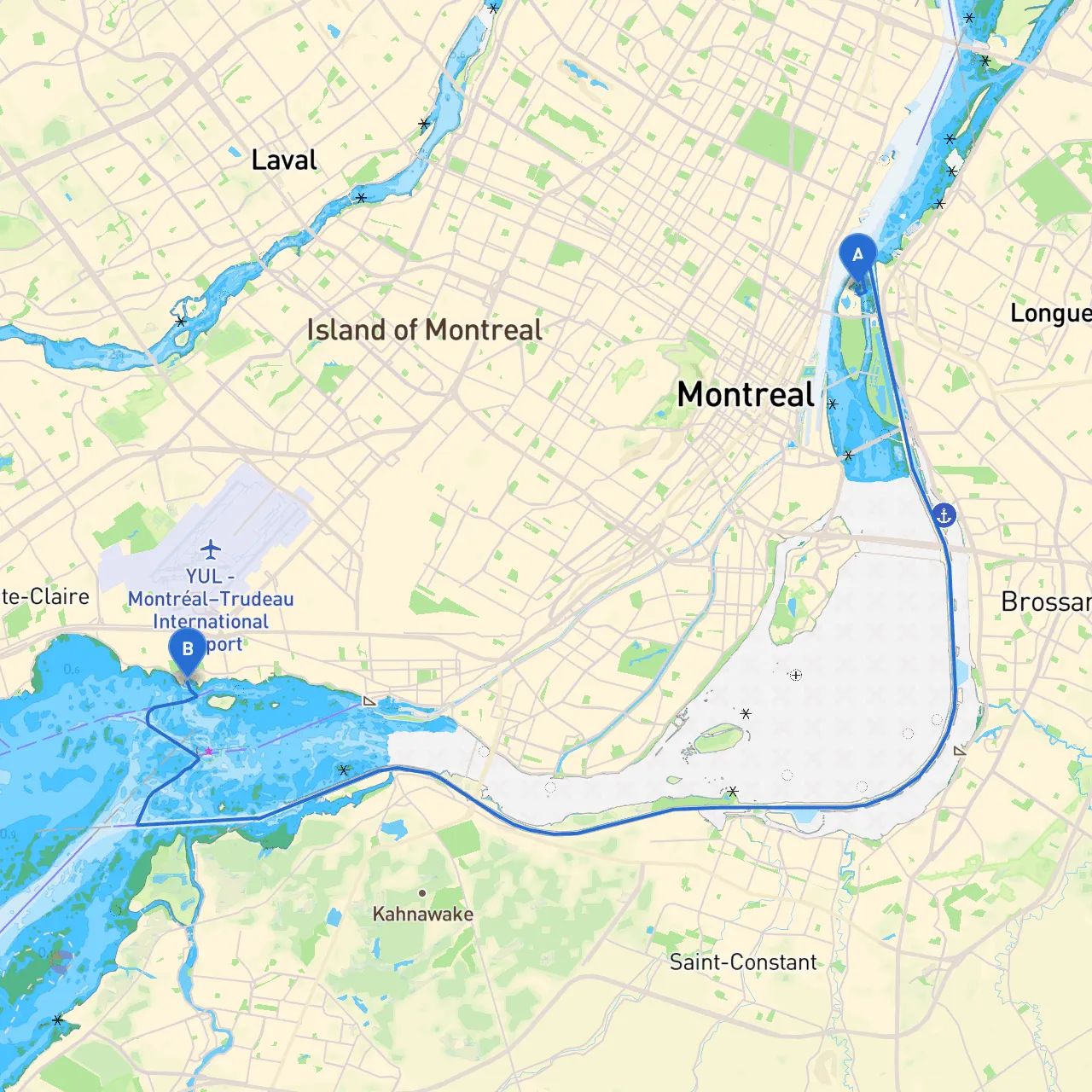 Montréal to Dorval