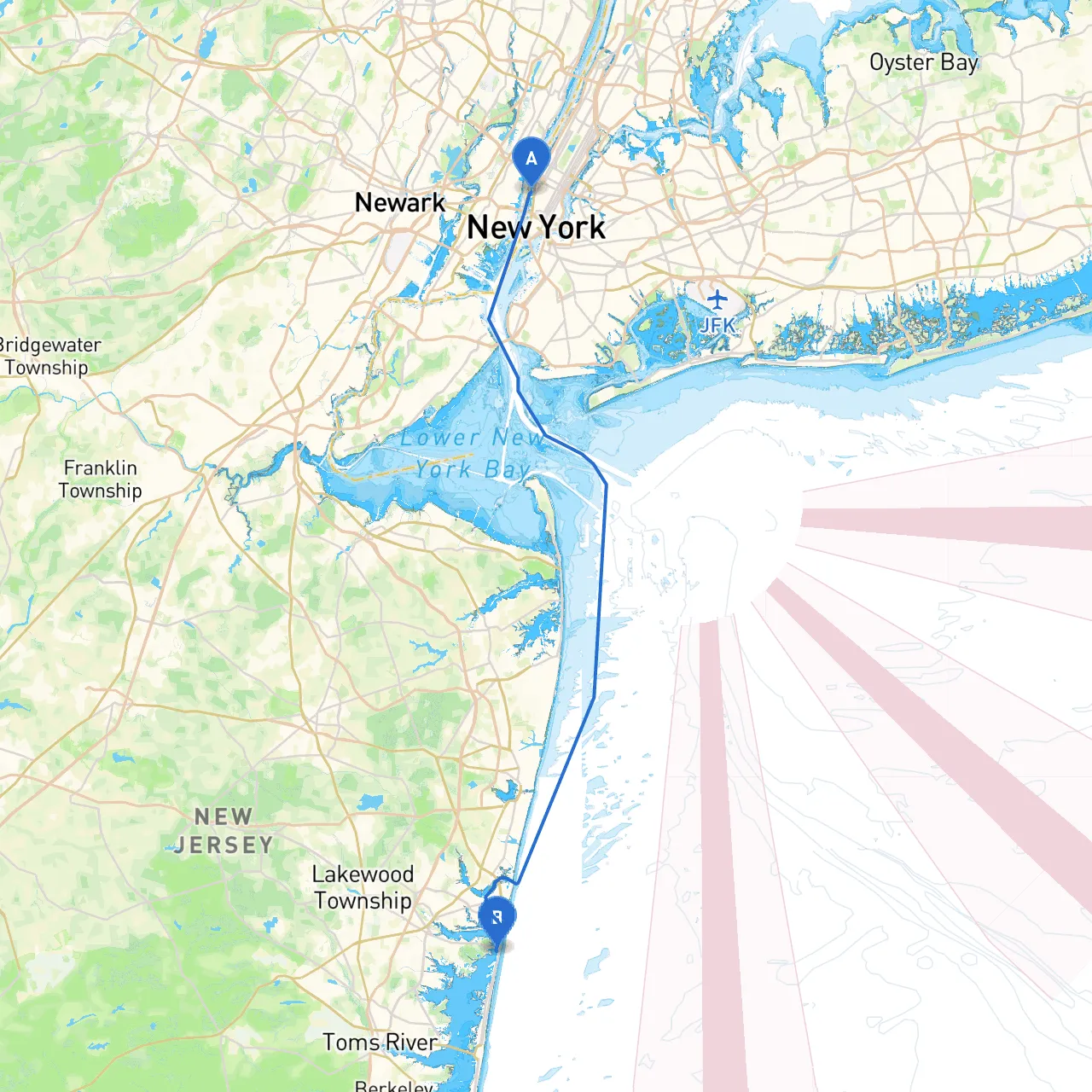 New York to Mantoloking