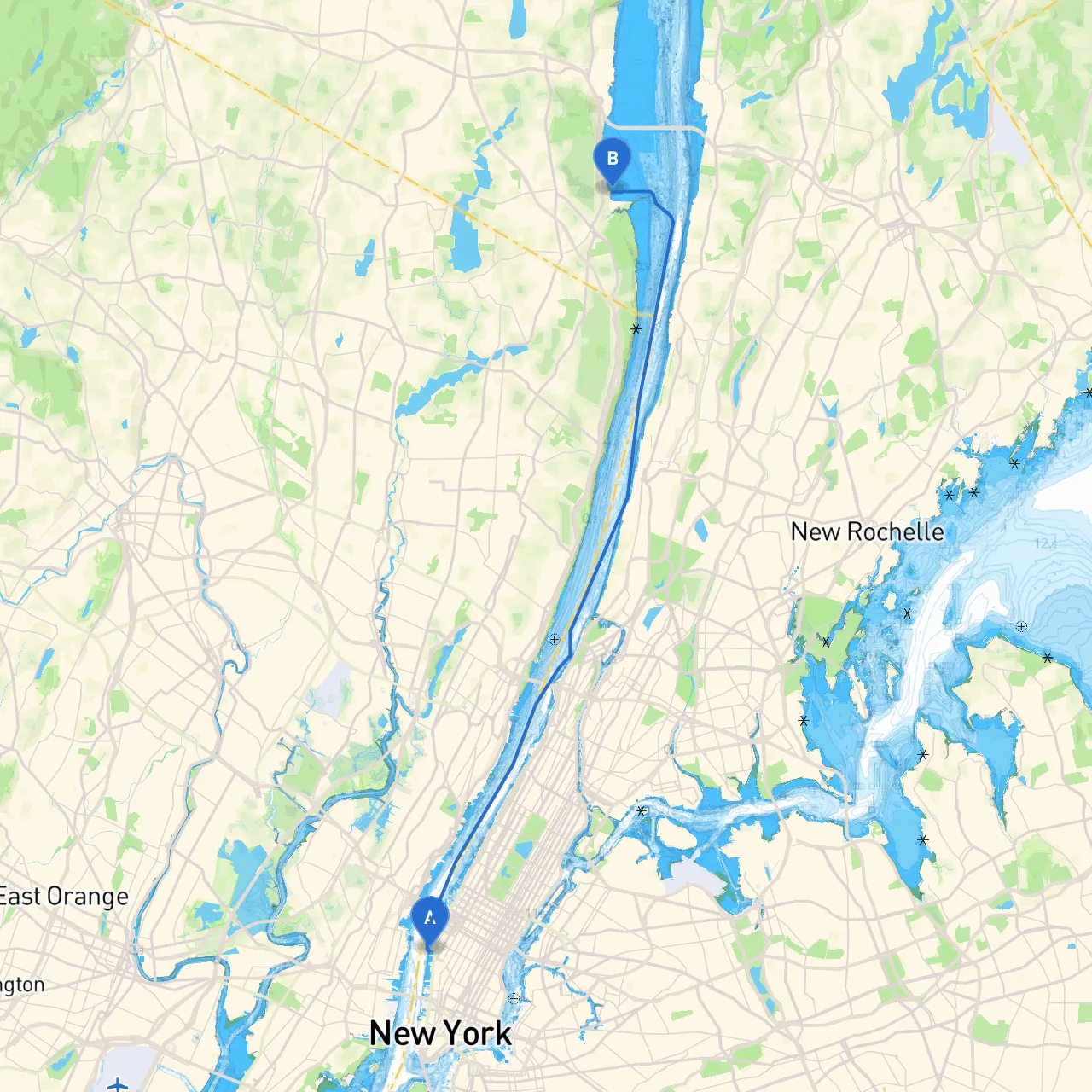 New York to Piermont