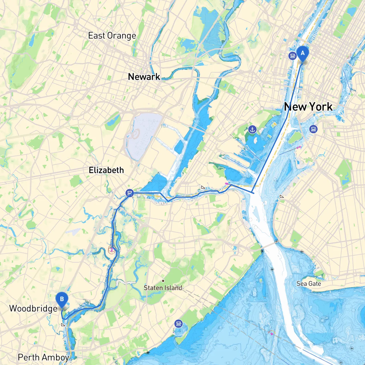 New York to Sewaren