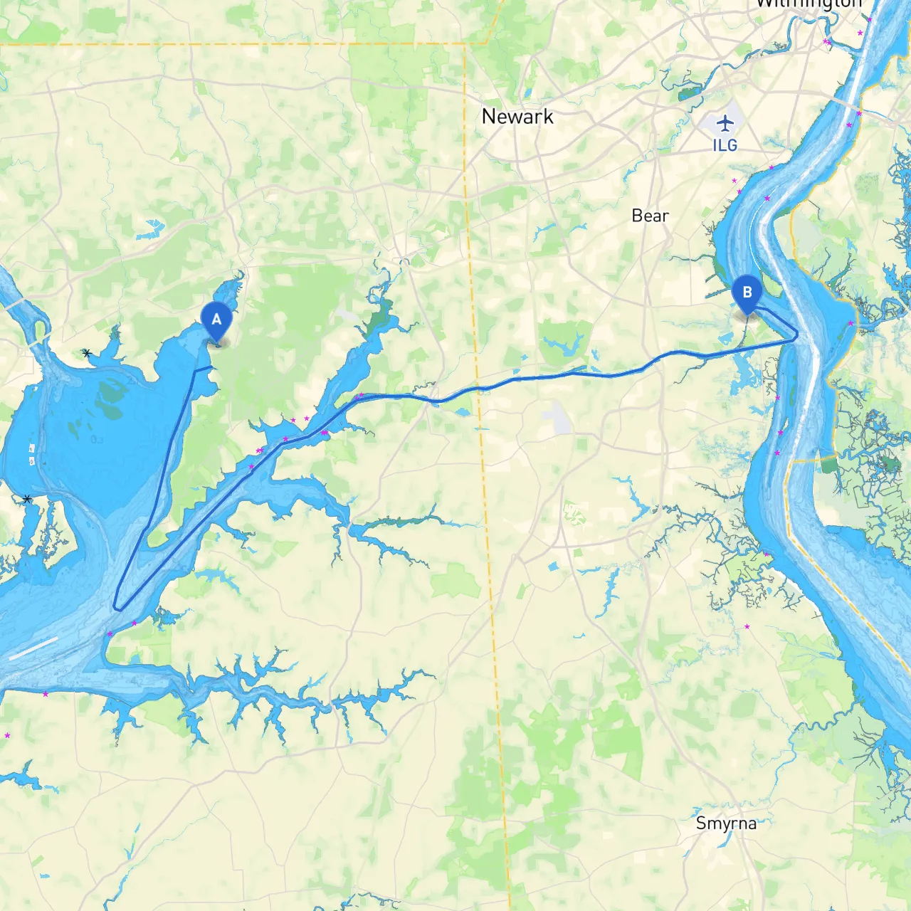 North East to Delaware City