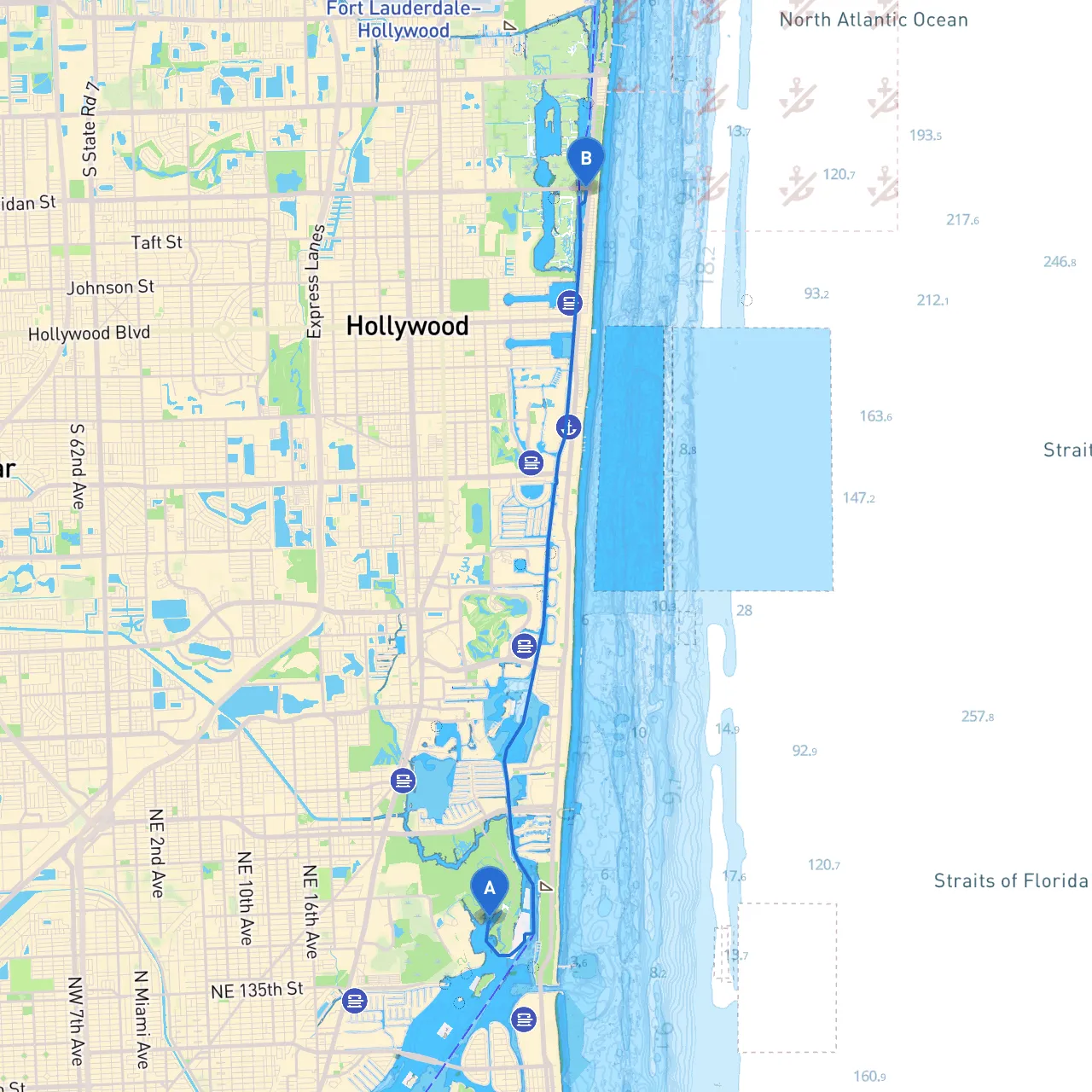 North Miami to Hollywood