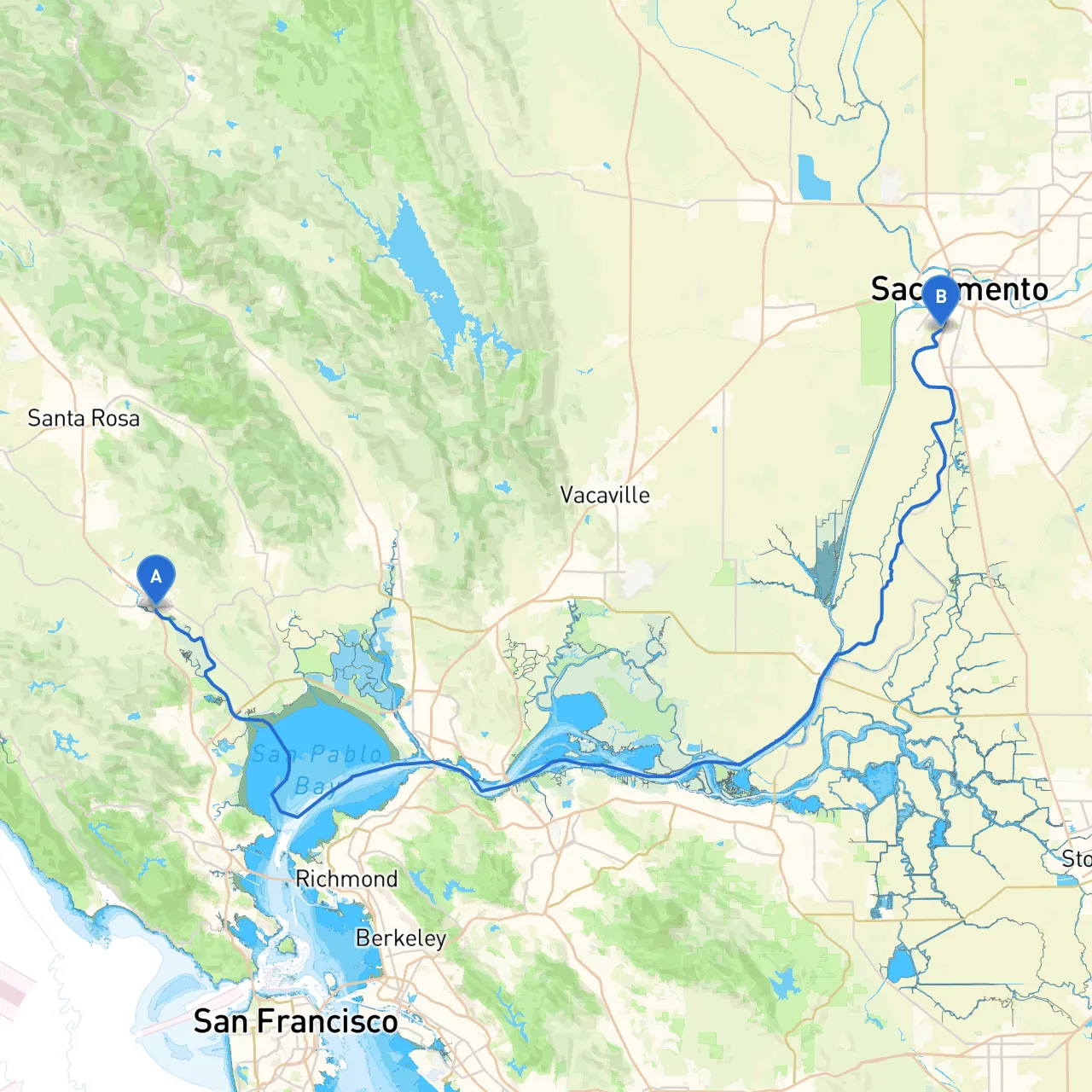 Petaluma to West Sacramento