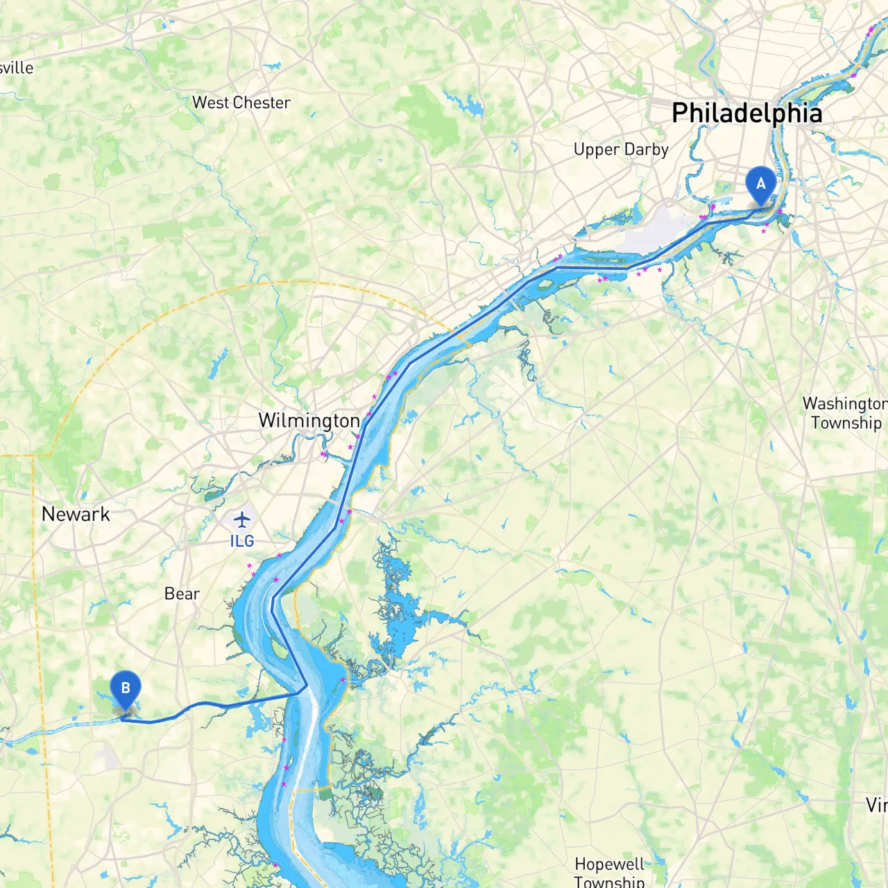 Philadelphia to Bear