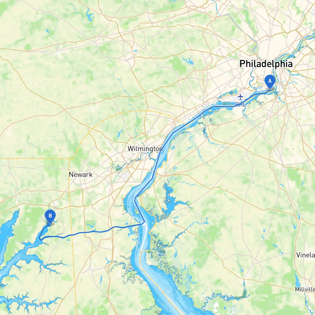 Philadelphia to Elkton