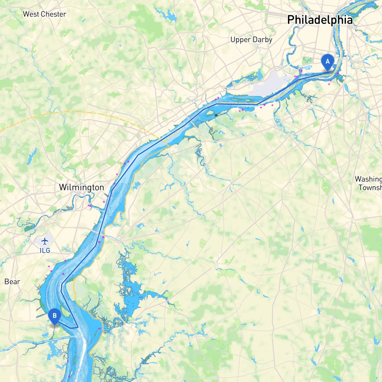 Philadelphia to Delaware City