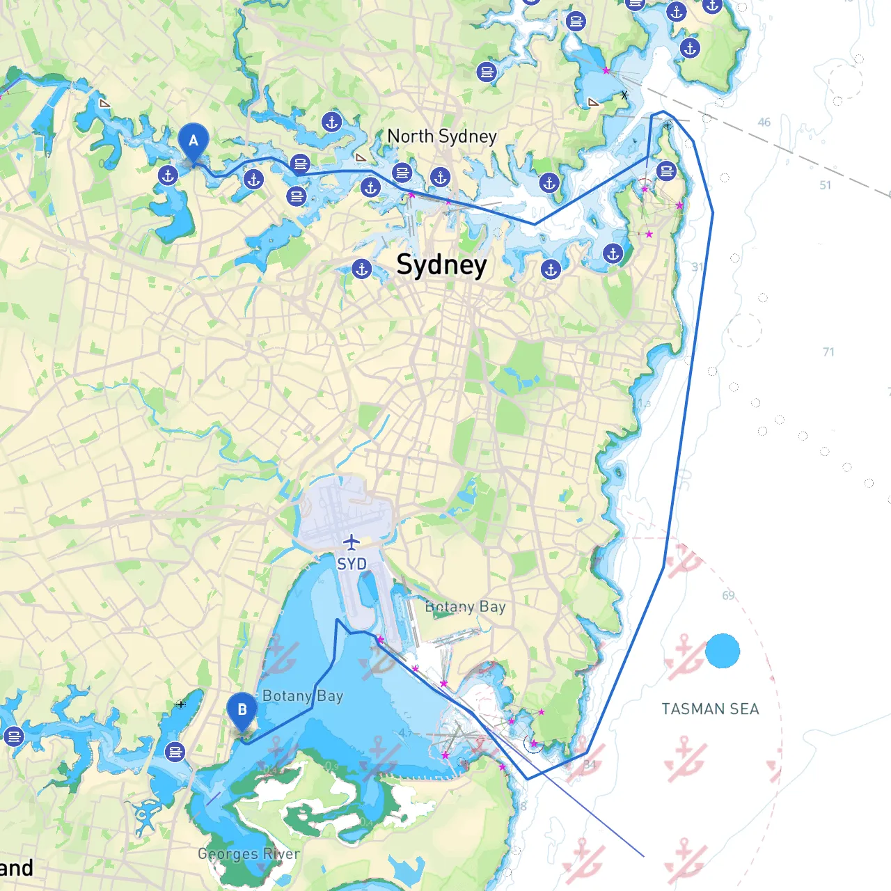 Sydney to Sandringham