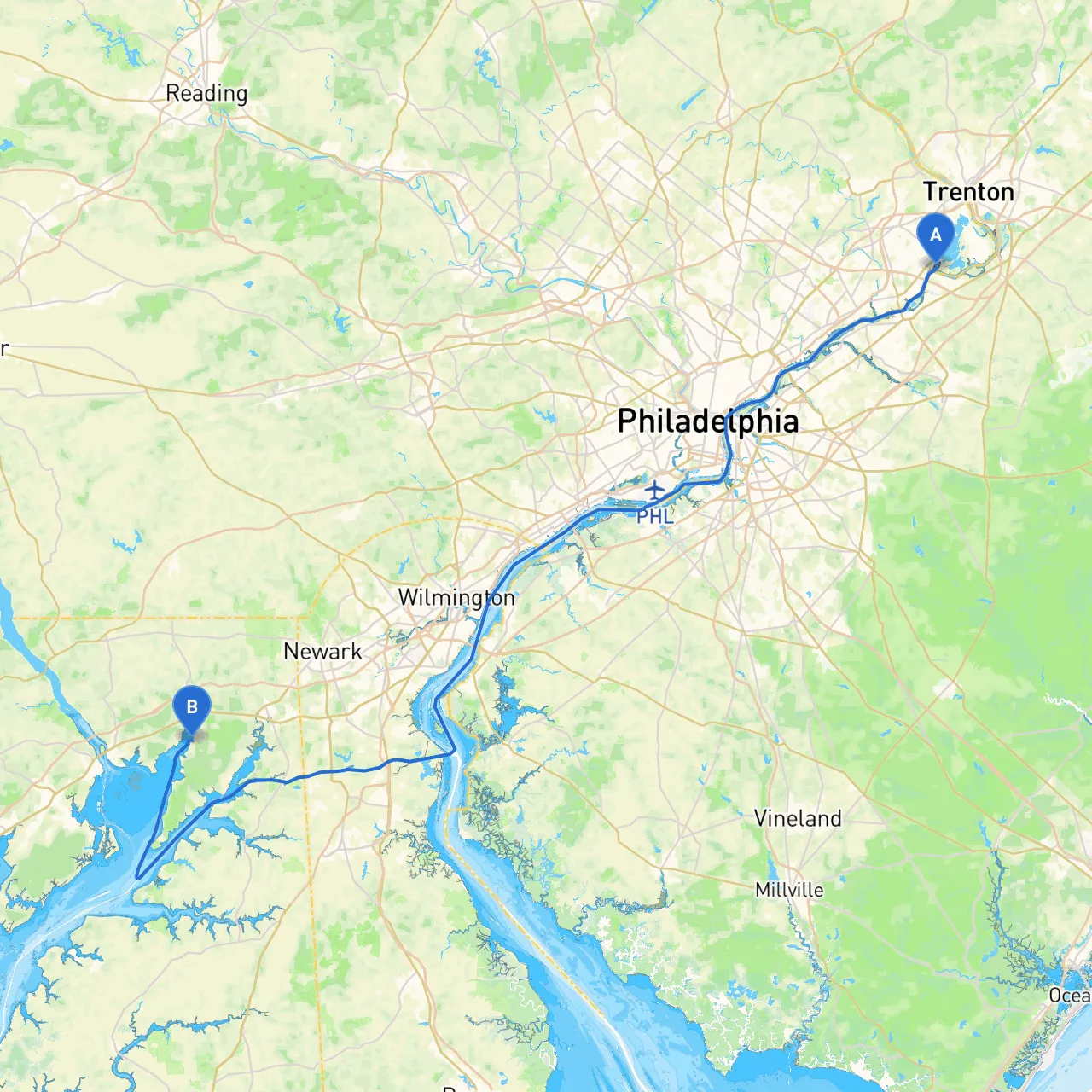 Tullytown to North East