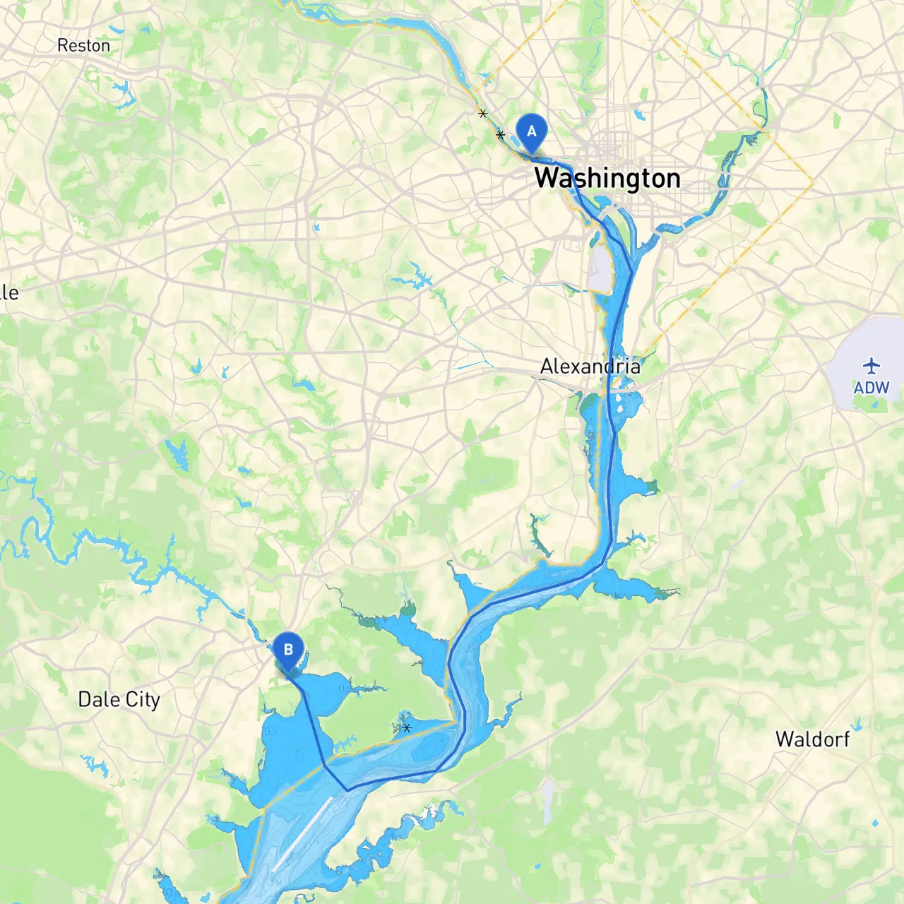 Washington to Woodbridge