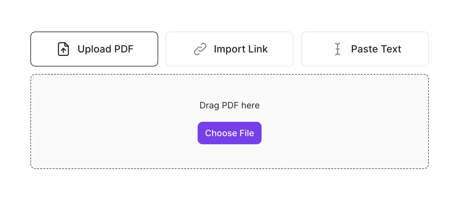 Upload a PDF, import a link, or paste your text into the Wordtune Summarizer.