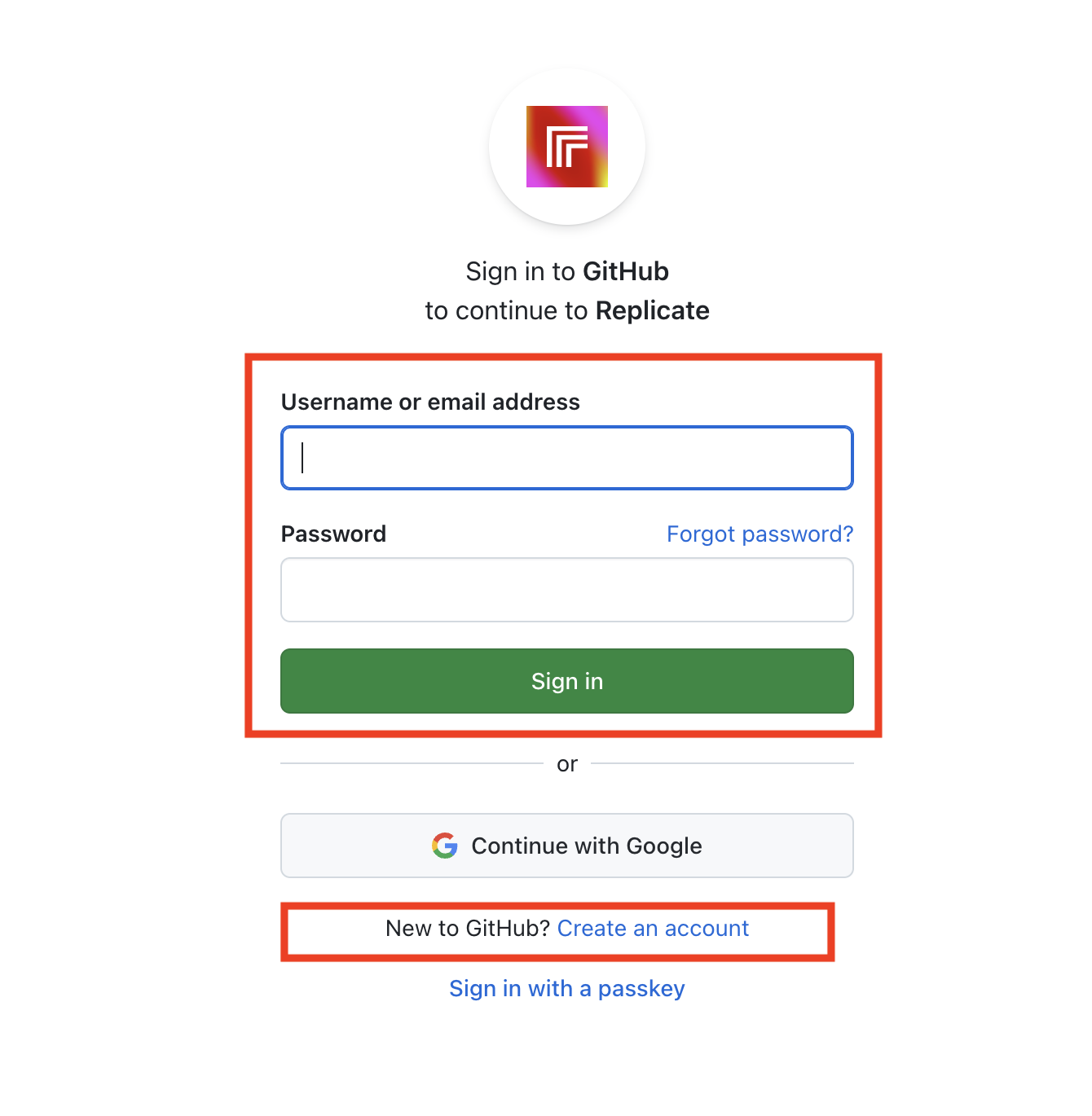 GitHub login or create account