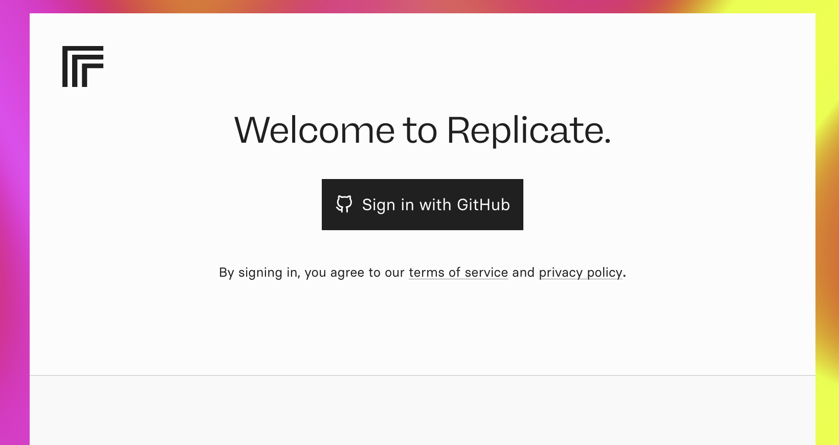 Sign in with GitHub on Replicate