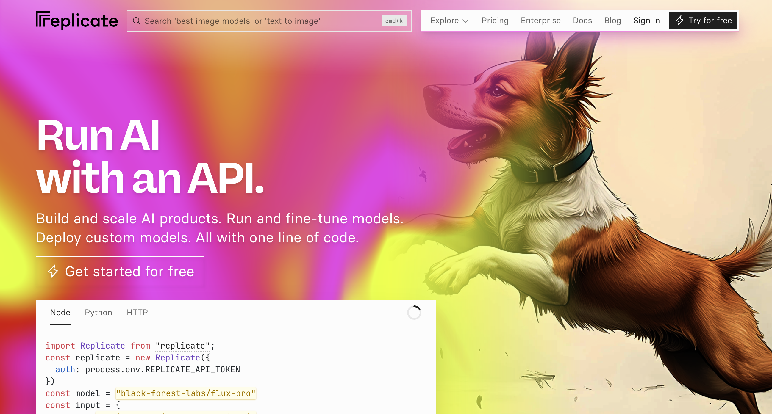 Replicate homepage