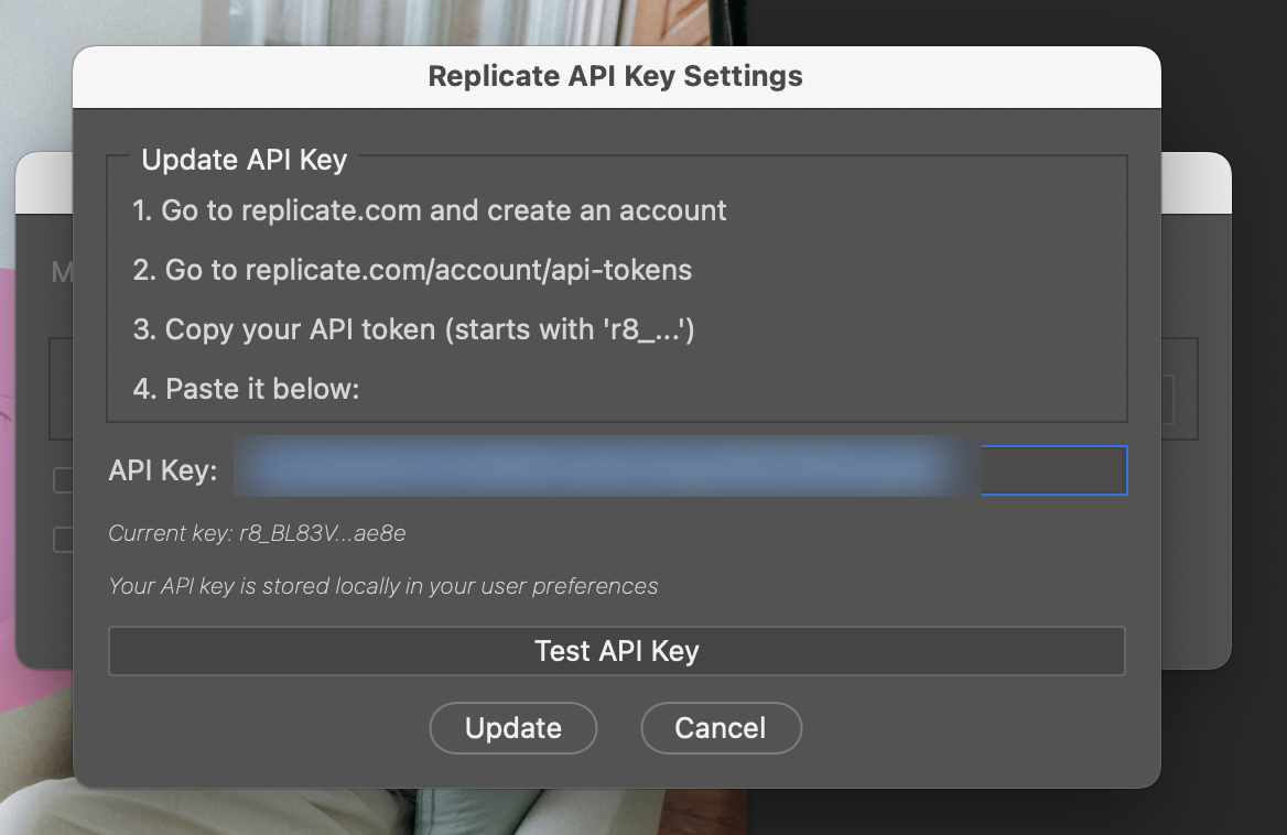 Flux Kontext Settings dialog in Photoshop