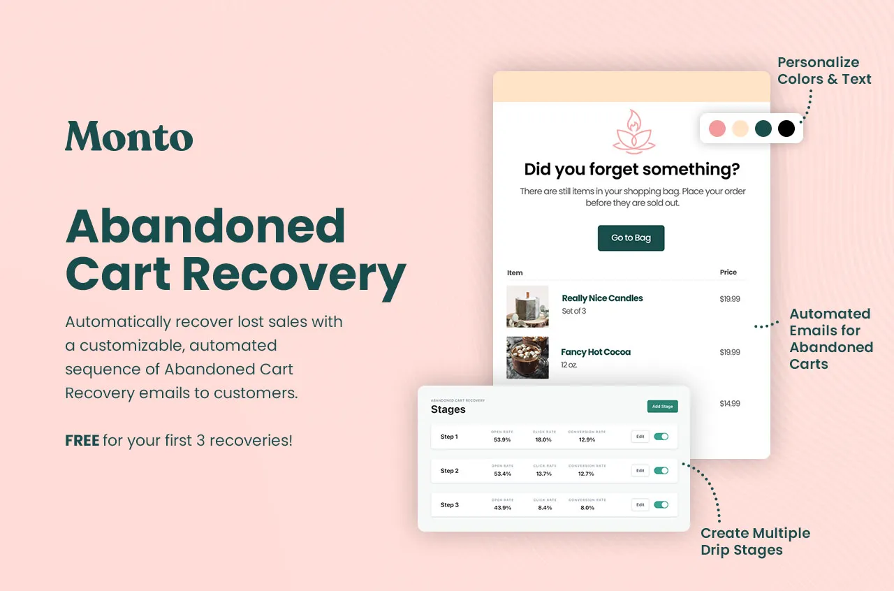 Abandoned Cart Recovery Webflow App by Monto.