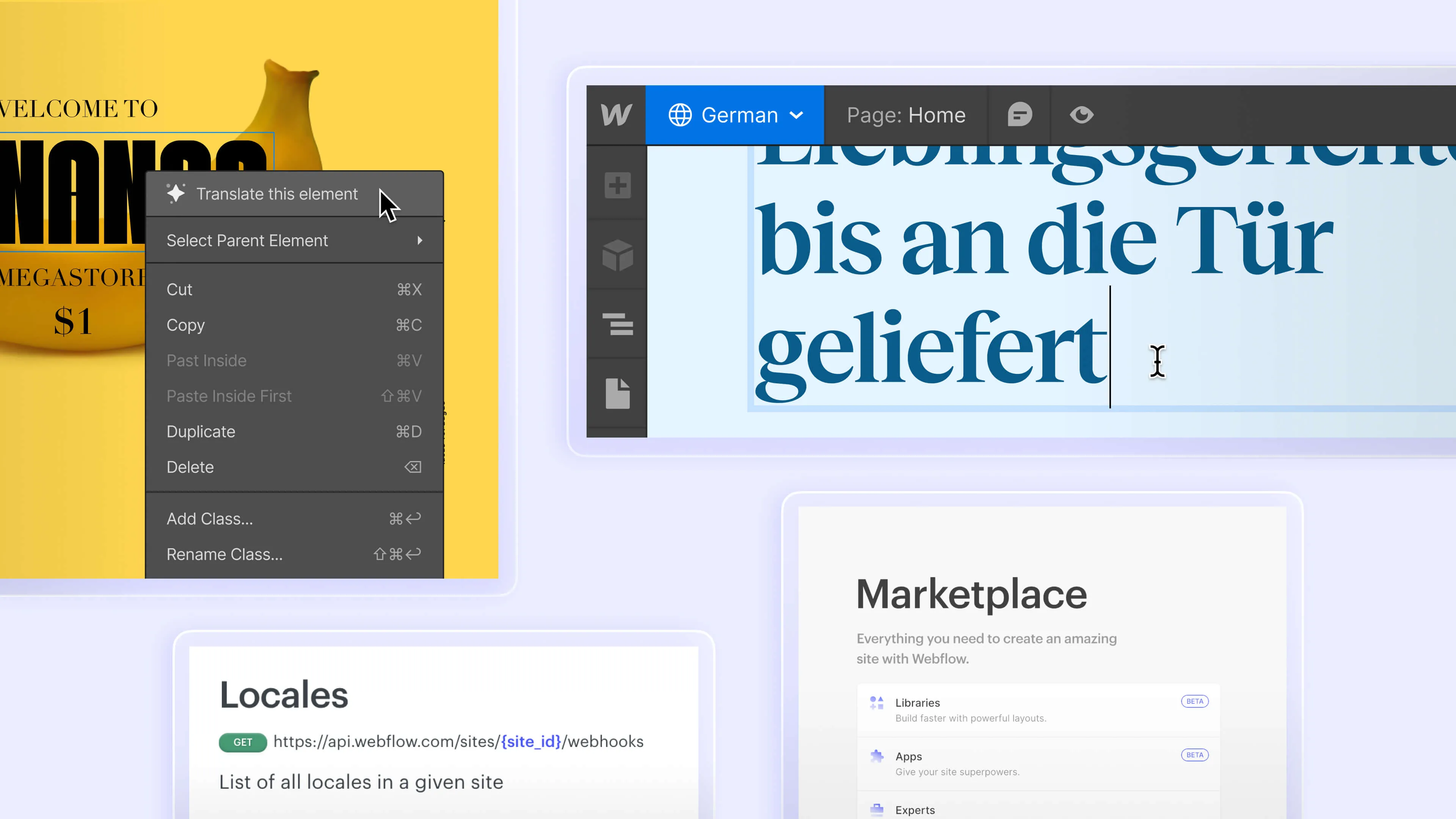 For translation, Webflow has taken a highly flexible approach that optimizes for optionality and extensibility.