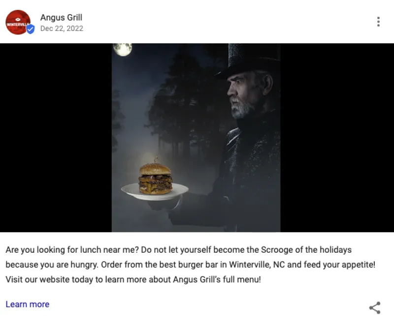 A Google Business Profile post featuring a Halloween graphic for holiday marketing campaigns.