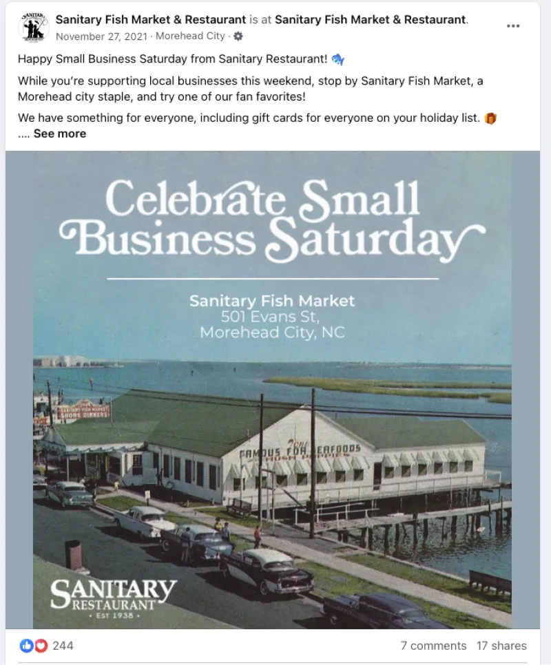 A social media post utilizing holiday marketing tactics to entice users.