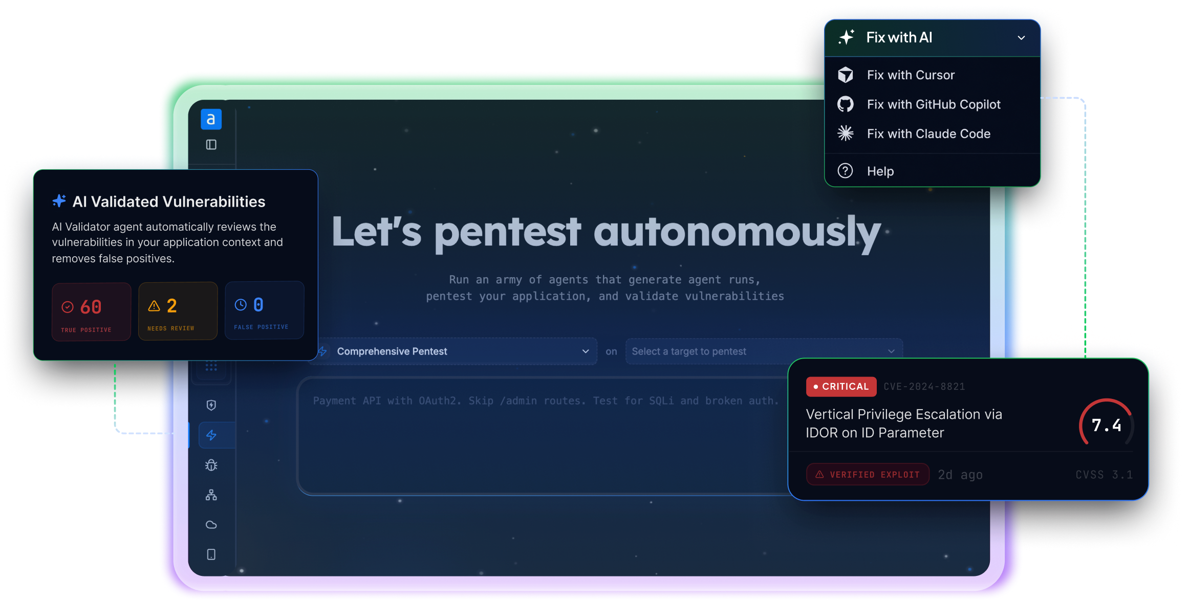 Autonomous pentesting platform dashboard