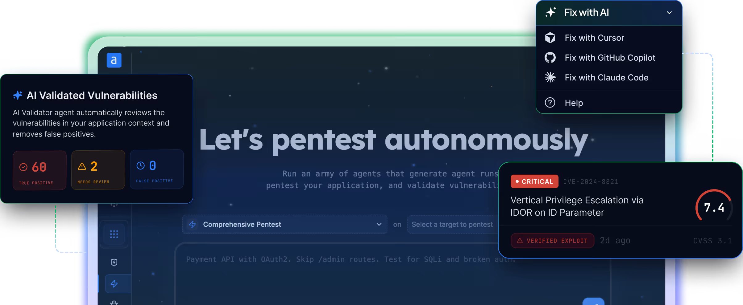 Autonomous pentesting platform dashboard