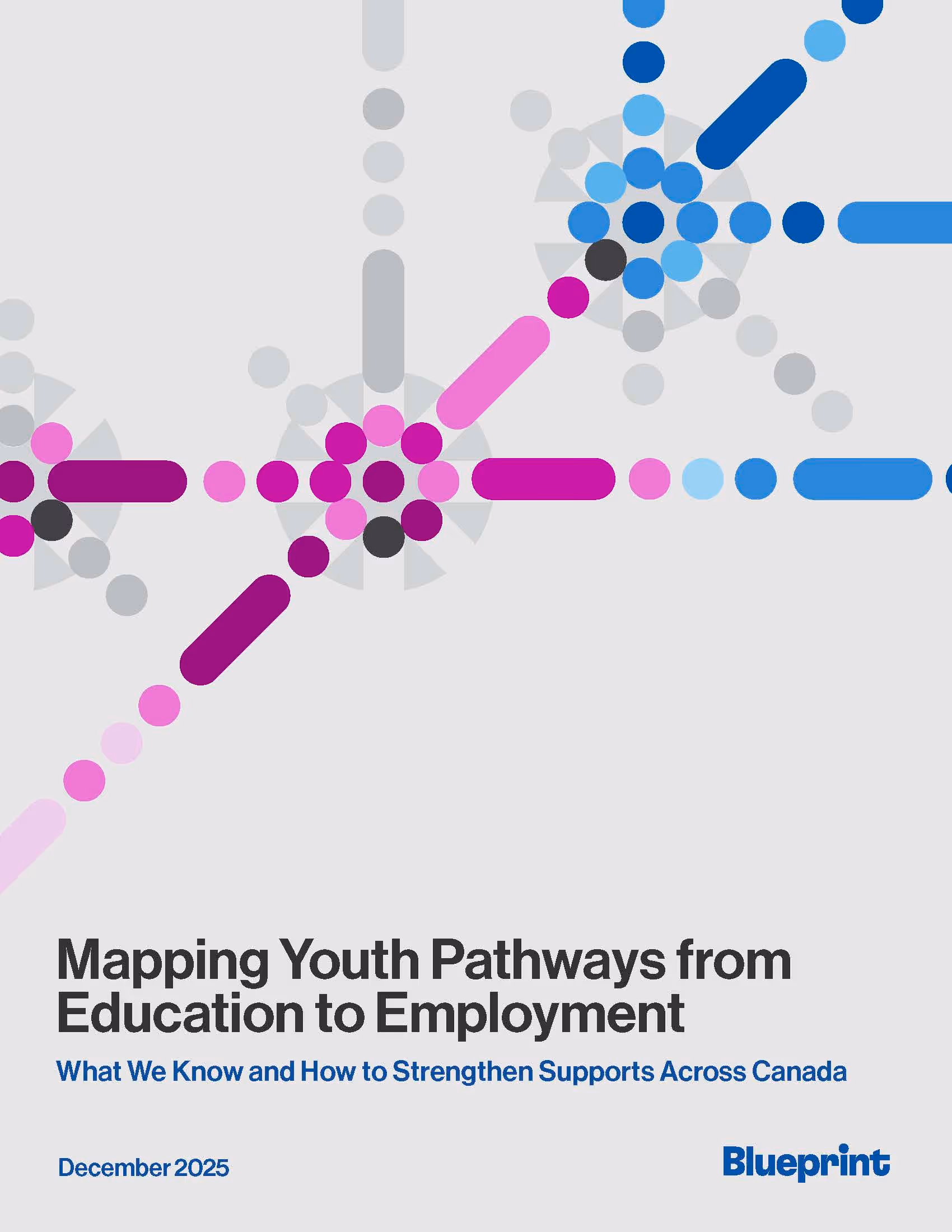 Artistic cover page of report titled: Mapping Youth Pathways from Education to Employment