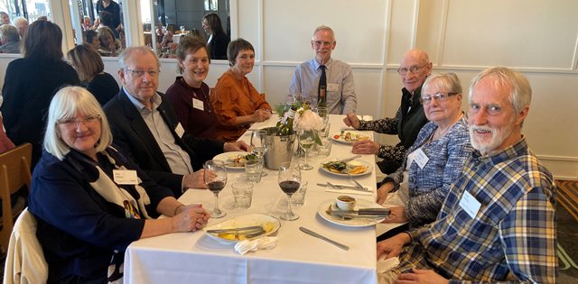 Two ANZ Retired Officers Club Victoria Members smiling at camera