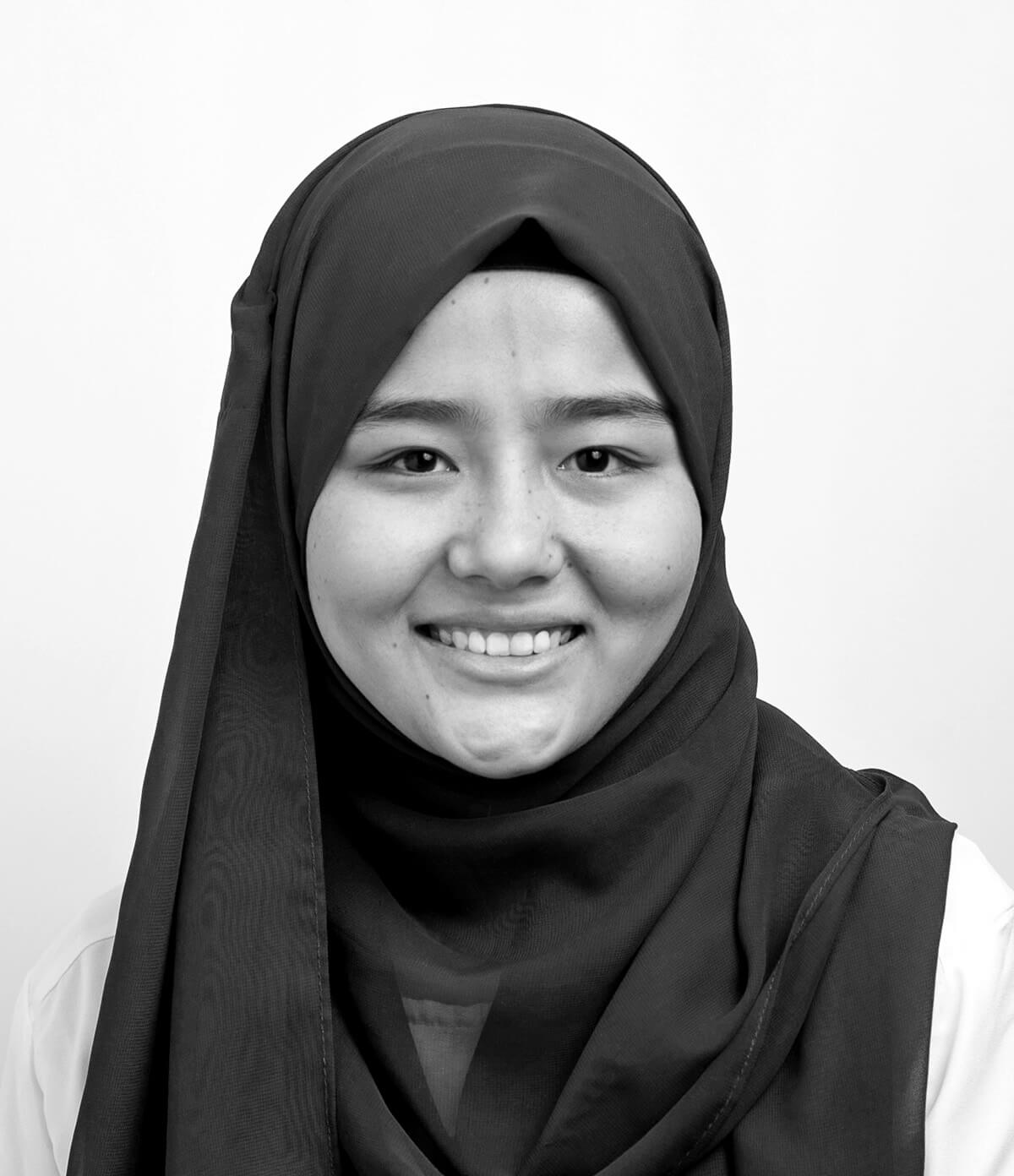 Black and white headshot of Rahima