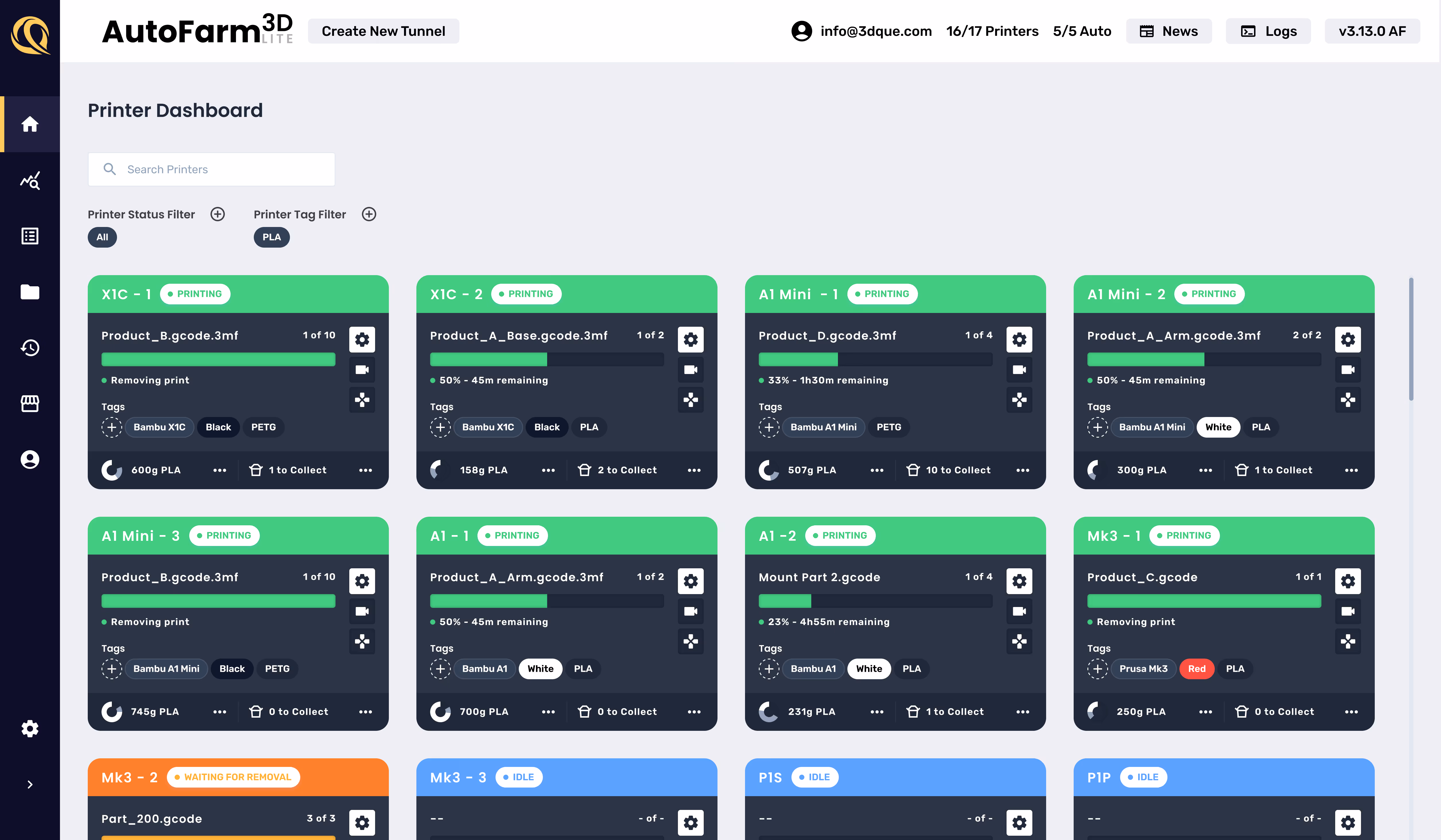 AutoFarm3D Dashboard
