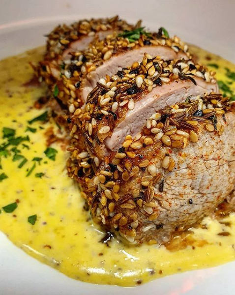 Ristorante Al 21 Zurigo - Maialino in crosta di sesamo su salsa alla senape