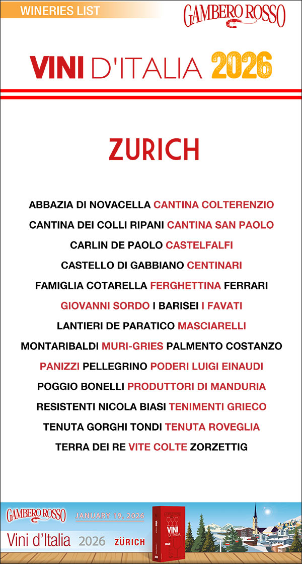 Gambero Rosso Vini d'Italia 2026 Zurigo