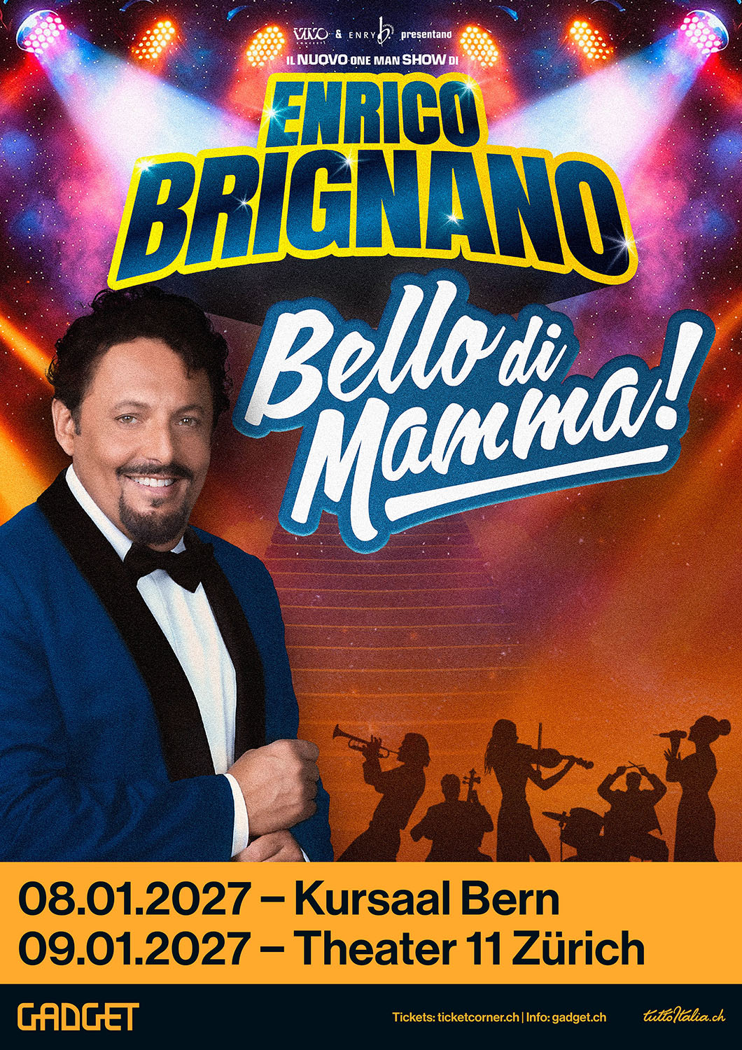 Flyer Enrico Brignano Bello di Mamma a Berna e Zurigo 2027