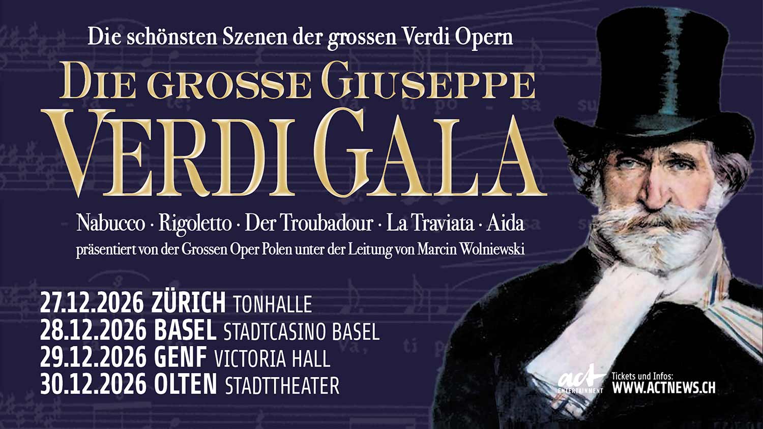 Il grande Gala Giuseppe Verdi fa tappa in Svizzera a fine dicembre 2026