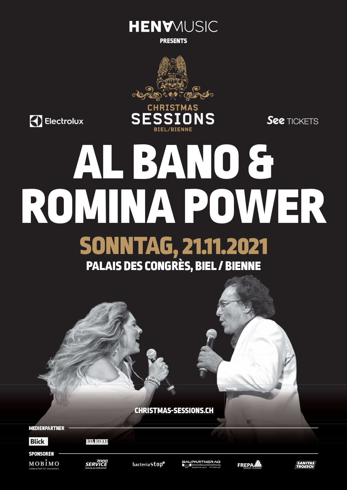 Al Bano e Romina Power Domenica 21 novembre 2021, ore 19 Palazzo dei Congressi, Bienne Tuttoitalia Media Partner