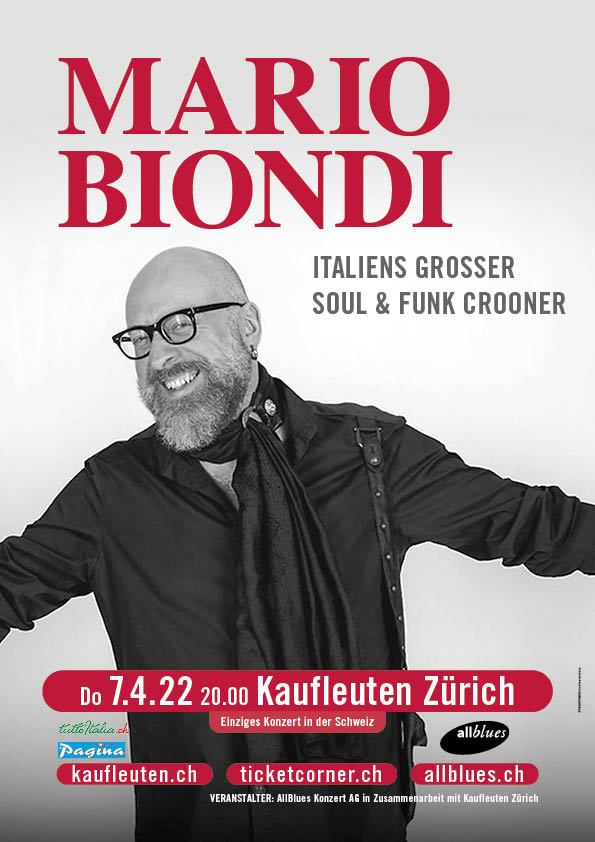 Mario Biondi live a Zurigo giovedì 7 aprile 2022, ore 20.00 Kaufleuten