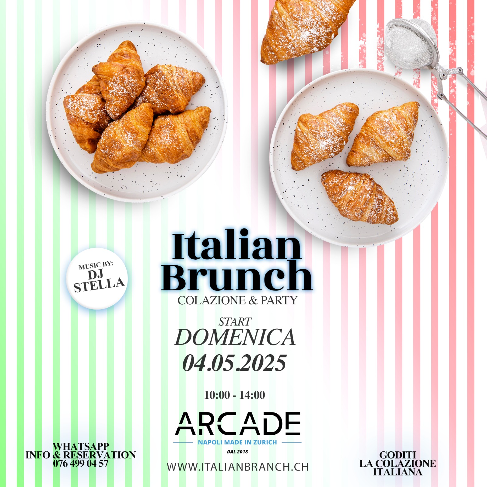 Italian Brunch a Zurigo da Arcade Domenica 4 maggio 2025 ore 10-14