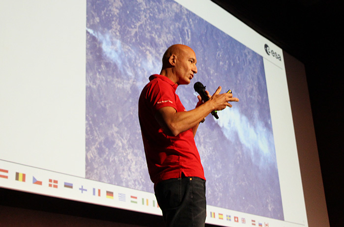 The effects of global warming are visible: Italian astronaut Luca Parmitano on the Gorner Glacier in Valais