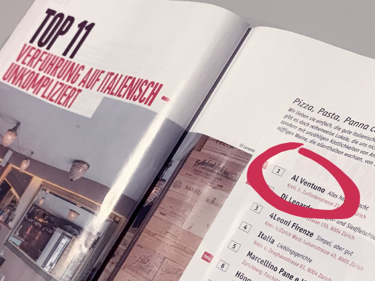 Ristorante Al 21 Zurigo - 1° Platz für Restaurant auf Zurich Geht Aus