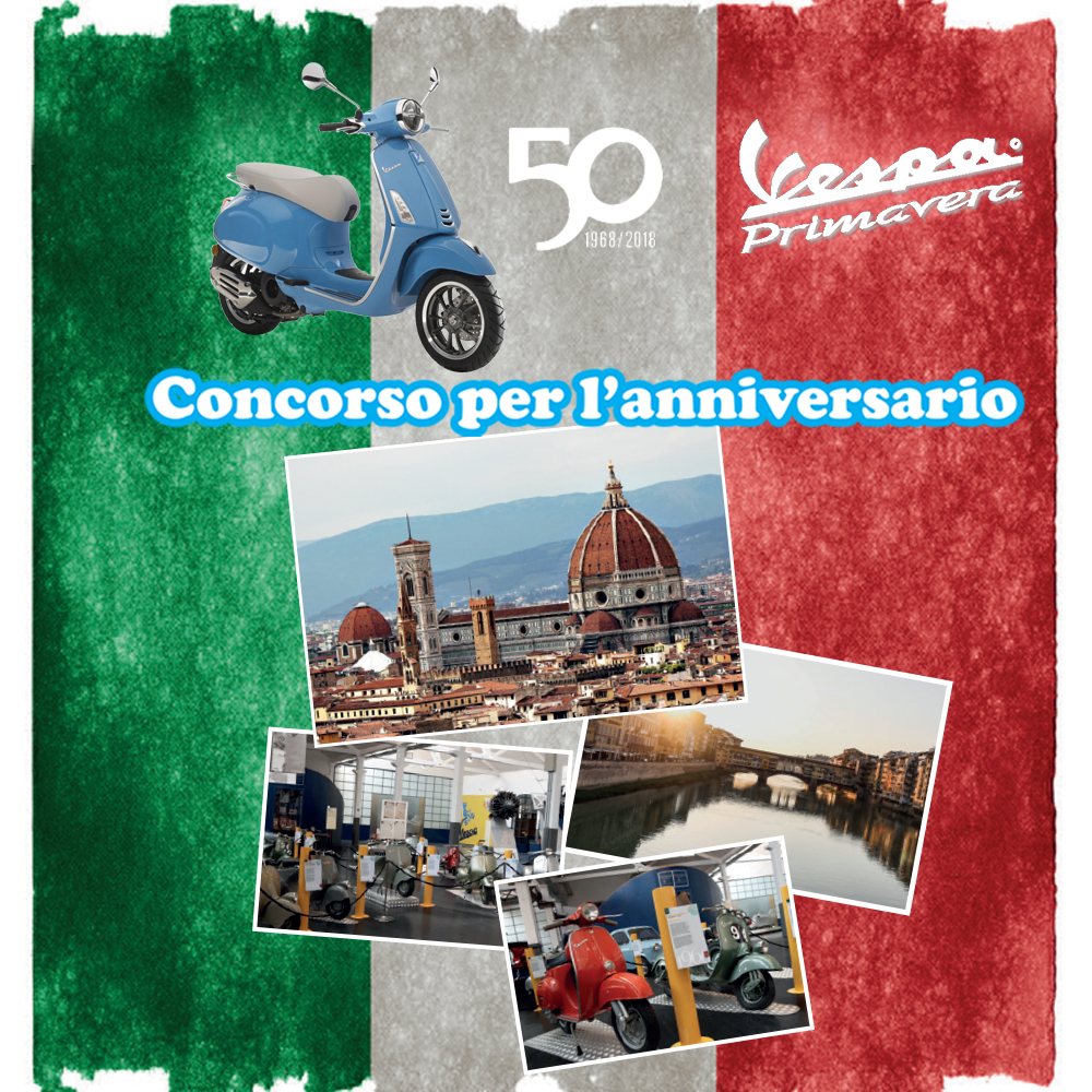 3 trips to Florence to be won, with a visit to the Vespa Museum