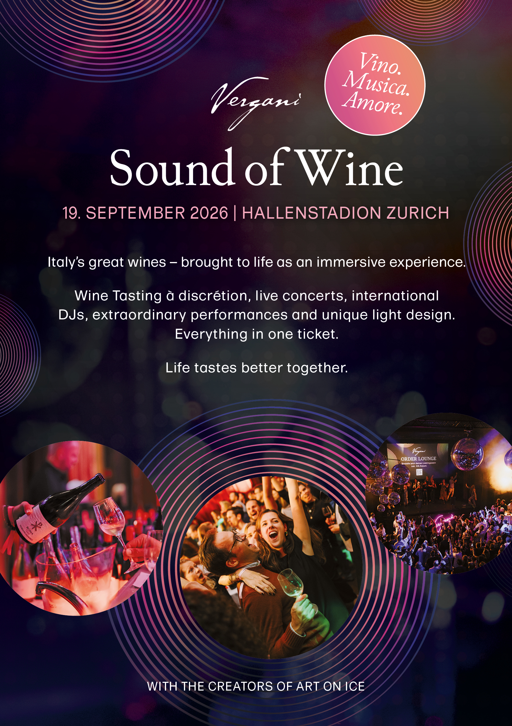 Locandina ufficiale di Sound of Wine 2026 all'Hallenstadion di Zurigo, sabato 19 settembre 2026