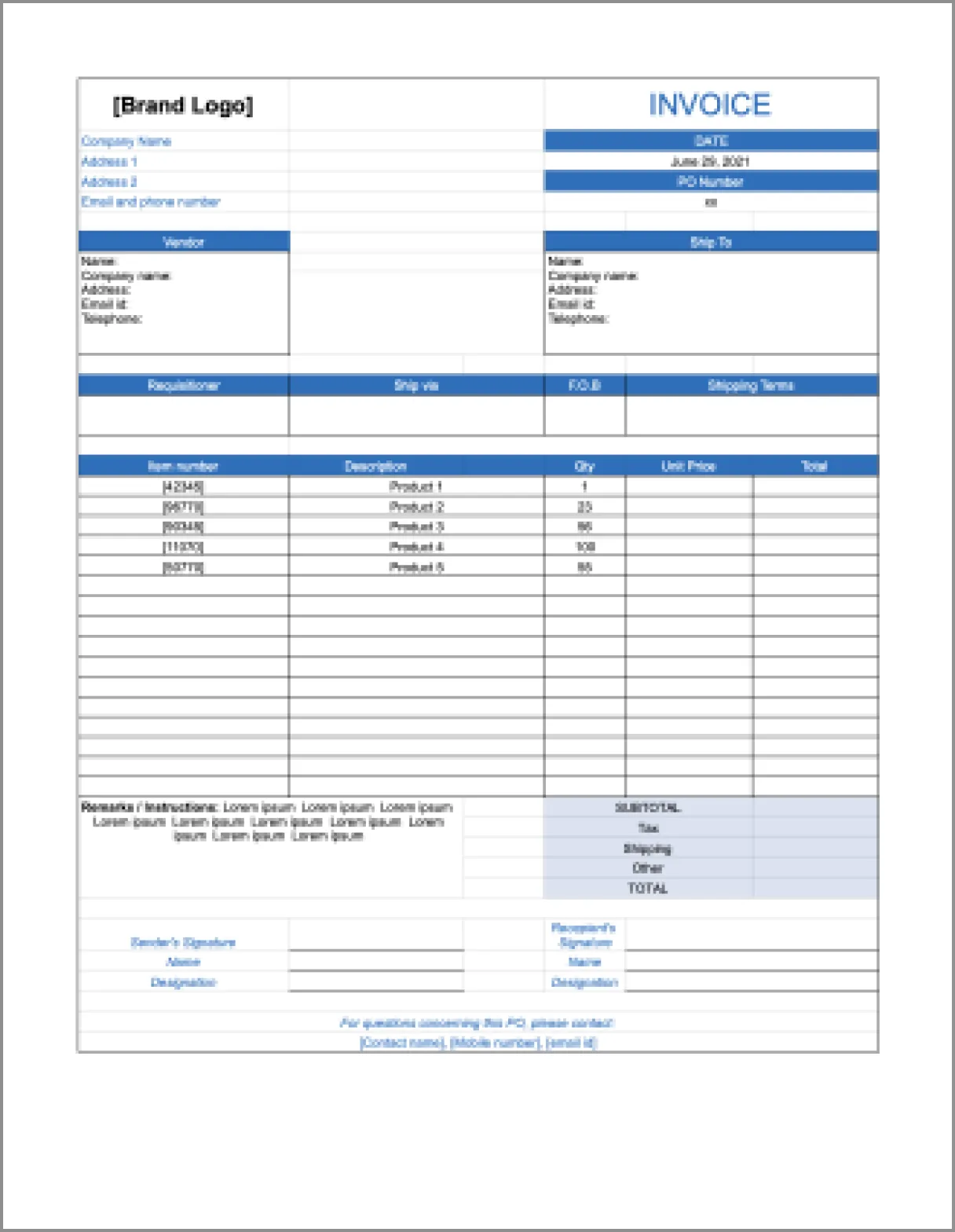Purchase Order Template
