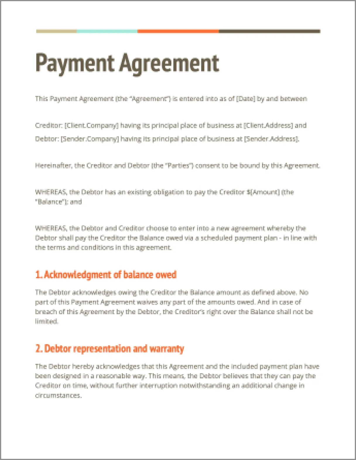Payment Agreement Template