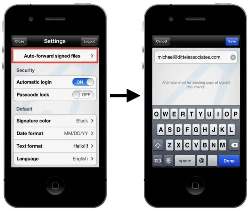 Signeasy secondary email address to receive automatic signed copies