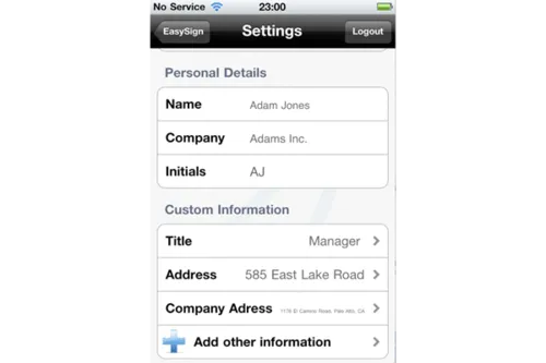 Customize Your Signeasy Personal Information