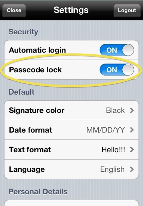 Signeasy - App Settings