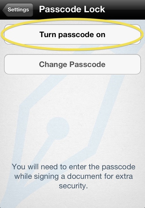 Signeasy - Turn On Passcode Lock 