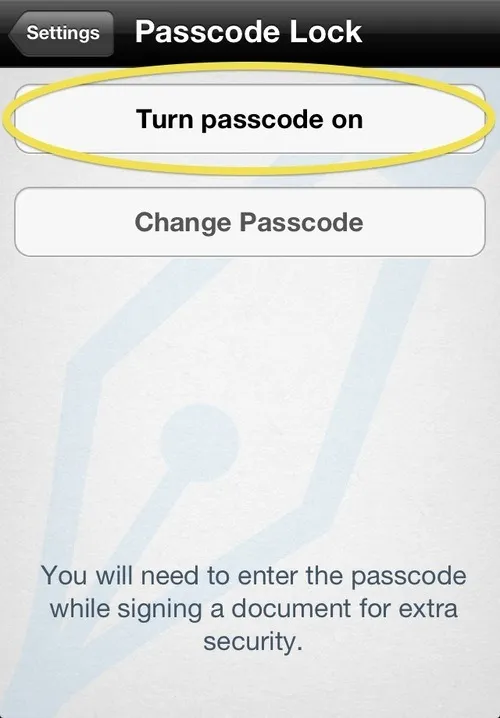 Signeasy - Turn On Passcode Lock