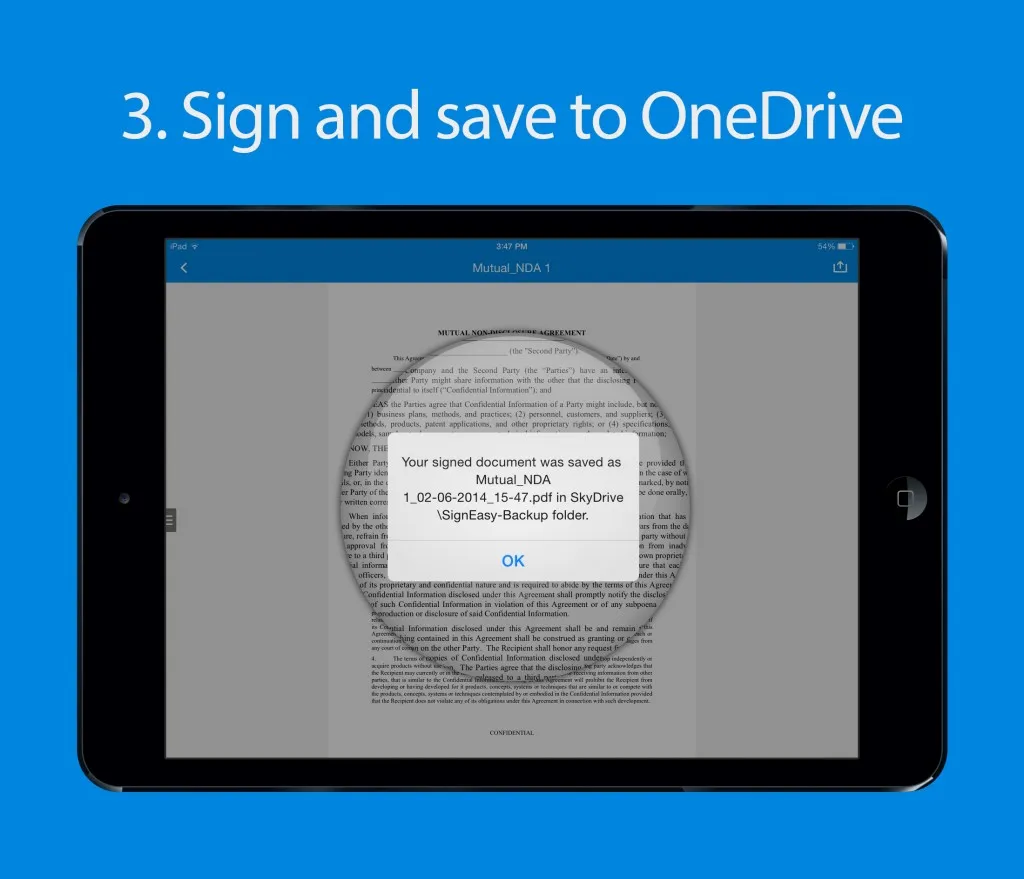 Sign and save to OneDrive