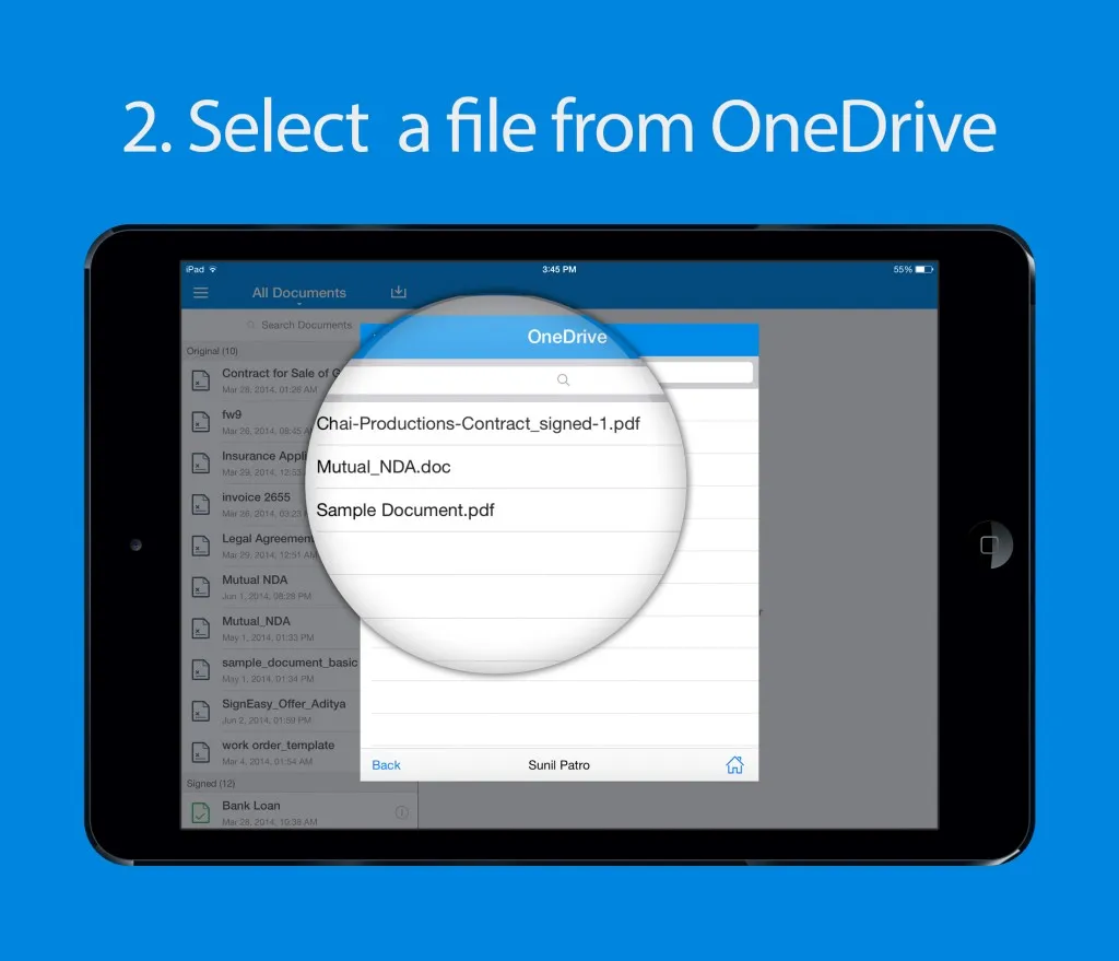 Selecting a file from OneDrive