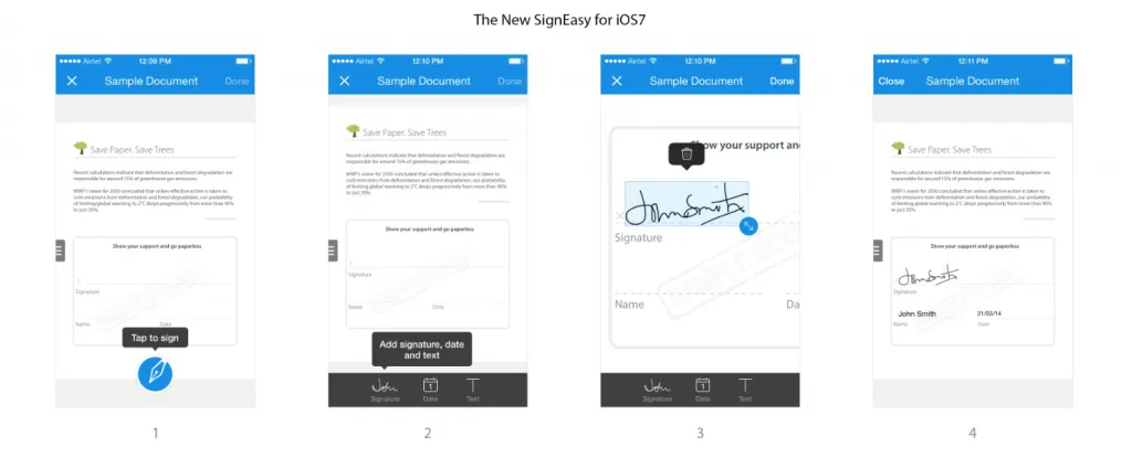 Signeasy iOS7 userflow